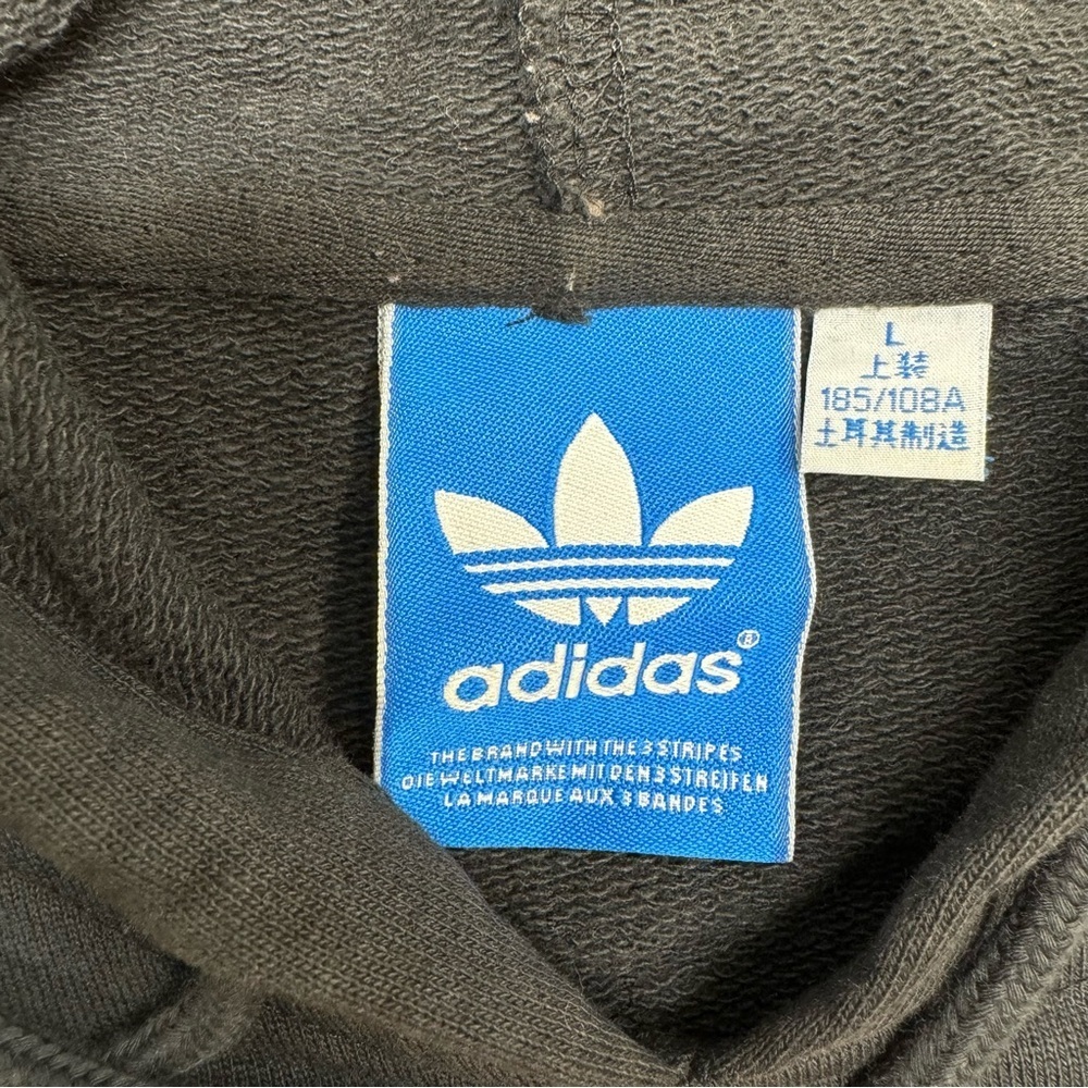 Adidas Torsion Trefoil Hoodie Sweatshirt Men’s Size L Black Embroidered - Picture 9 of 12